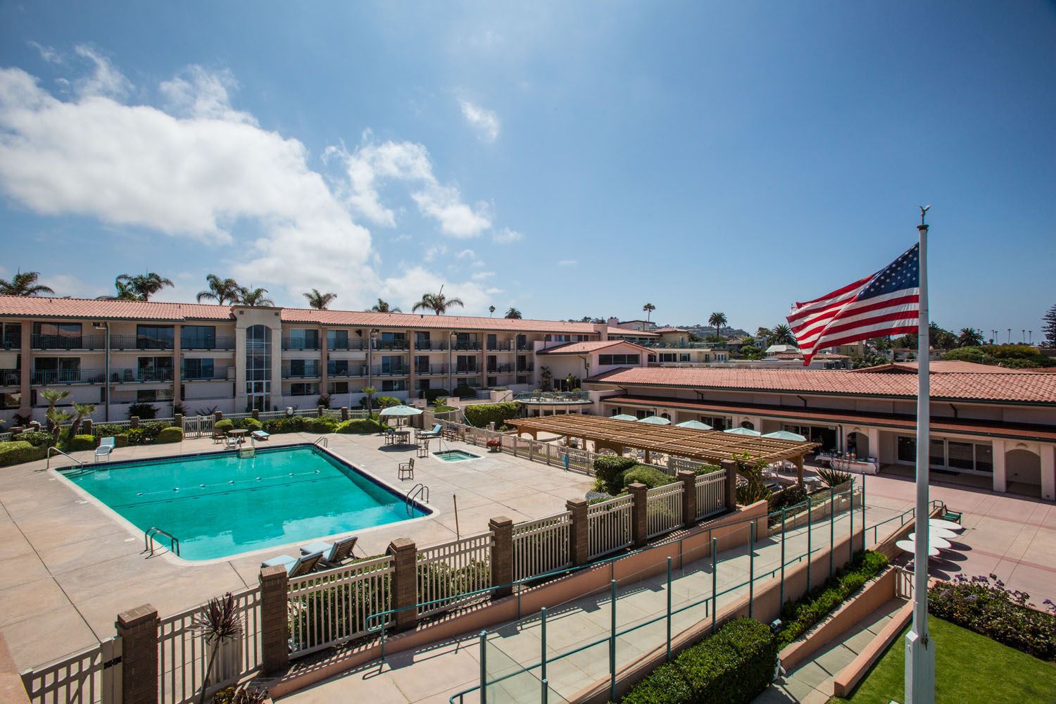 Aerial view of the pool area